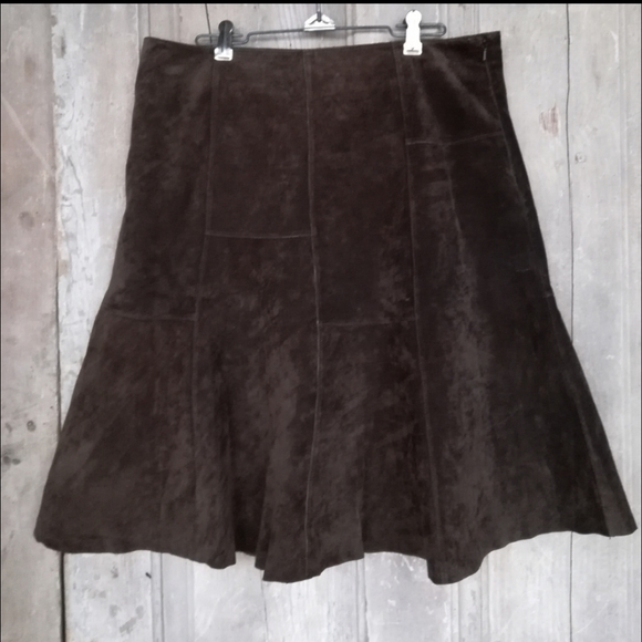 Brown Suede Leather Skirt - Picture 3 of 5